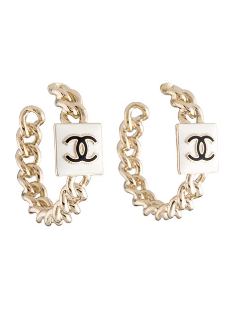 chanel earrings cc hoops|Chanel boutique earrings.